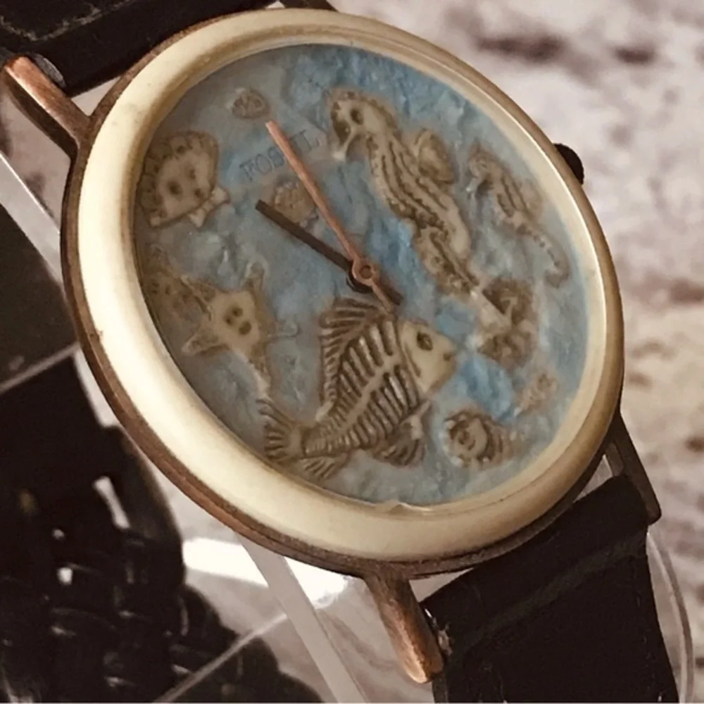 1994 RARE SEA STONE FOSSIL WATCH BW-6716